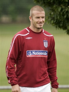 David Beckham arrives for an England soccer team training session 