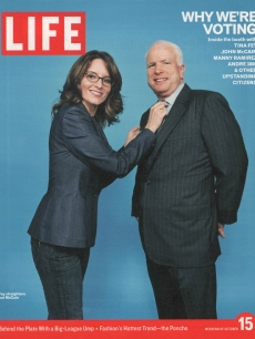 Life Magazine cover with Tina Fey and John McCain from Oct. 2004