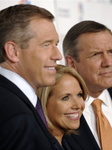 Brian Williams, Katie Couric and Charlie Gibson at the Stand Up to Cancer benefit 