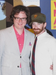 Clark Duke and Seth Green backstage at the VMAs