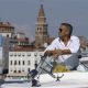 George Clooney arrives in Venice, Italy on a taxi boat for the 65th Venice Film Festival