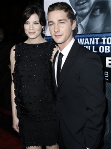 Shia LaBeouf and Michelle Monaghan pose together at the premiere of ‘Eagle Eye’ in Los Angeles