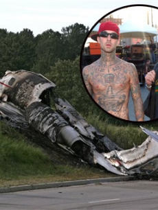 Travis Barker and DJ AM and the site of the Learjet crash