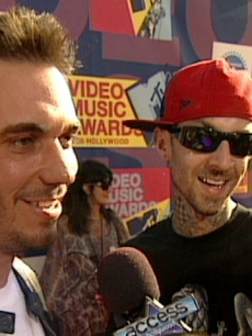 DJ AM and Travis Barker chat with Access at the 2008 MTV VMAs
