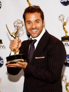 Jeremy Piven shows off his Emmy backstage for Best Supporting Actor, Comedy