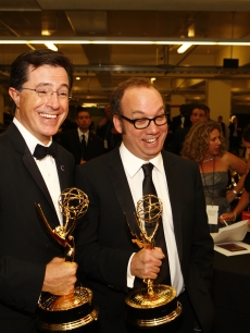 Emmy winners Stephen Colbert and Paul Giamatti 