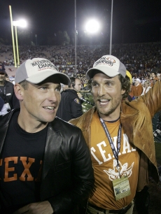 Lance Armstrong and his buddy Matthew McConaughey at a USC-Texas game, 2006 