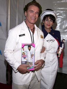 Arnold Schwarzenegger and Jamie Lee Curtis at a children’s benefit, Halloween ‘01 