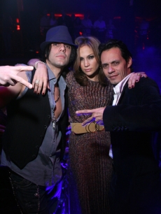 Criss Angel, Jennifer Lopez and Marc Anthony inside LAX Nightclub at Luxor Las Vegas
