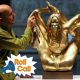 British artist Marc Quinn is pictured with his gold statue of supermodel Kate Moss entitled ‘Siren’ at the opening of the ‘Statuephilia: Contemporary Sculptors at the British Museum’