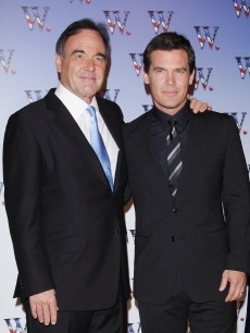 Oliver Stone and Josh Brolin pose at the Paris premiere of ‘W,’ Oct. 21, 2008 