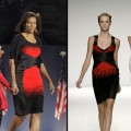 Michelle Obama on Election Night/A model wears the same Narciso Rodriguez gown at NY Fashion Week