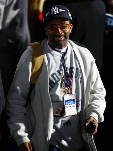 Spike Lee heads out to celebrate Barack Obama’s victory at Chicago’s Grant Park 