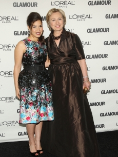 America Ferrera and Hillary Clinton on the Glamour Women of the Year red carpet, Nov. 2008 