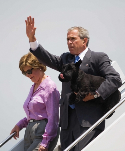 President George W. Bush, First Lady Laura Bush and their dog, Barney! 
