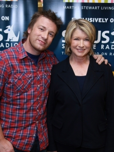 Martha Stewart interviews chef Jamie Oliver for her SIRIUS FM radio show, Nov. 2008 