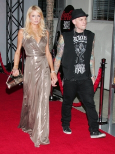 Paris Hilton and musician Benji Madden attend a screening of ‘Quantum of Solace’ at Sony Pictures Studios