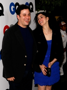 Jimmy Kimmel and comedian Sarah Silverman arrive at the GQ Men of the Year party