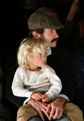 Jason Lee and son Pilot Inspektor Riesgraf Lee at Mercedes Benz Fashion Week