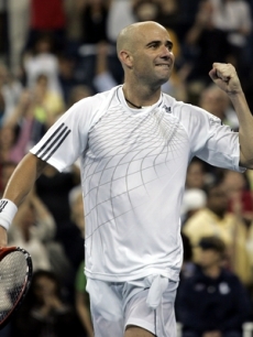 Andre Agassi is happy to defeat Andrei Pavel