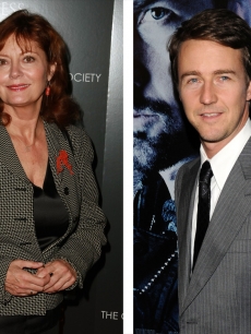 Table tennis fans Susan Sarandon and Ed Norton