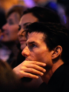 Tom Cruise watches intently at the NASCAR Sprint Cup Series Awards