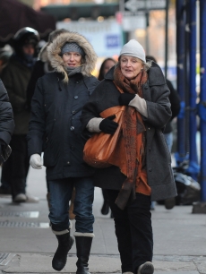 Naomi Watts tried to beat the cold while shoppping with her mother Miv Watts in the West Village in New York City