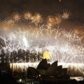 Fireworks explode over the Sydney Harbour Bridge and the Opera House during the New Year’s celebrations on Sydney Harbour in Sydney, Australia