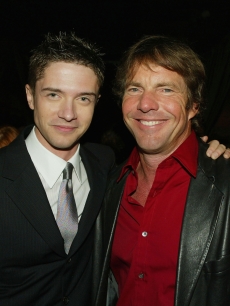 Topher Grace and Dennis Quaid pose at the after-party for the premiere Universal Pictures’ ‘In Good Company’ at The Highlands on December 6, 2004