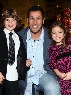 Jonathan Heit, Adam Sandler and Laura Ann Kesling attend the after party for the premiere of Disney’s ‘Bedtime Stories’ in LA