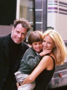 John Travolta & Kelly Preston with son Jett Travolta, while she films “Addicted to Love” in 1997