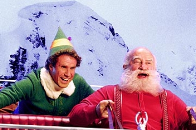 Will Ferrell as Buddy with Ed Asner as Santa in ‘Elf’