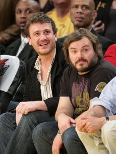 Jason Segel and Jack Black attend a Lakers game in LA