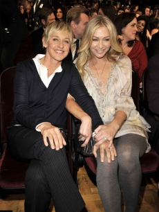 Ellen DeGeneres and Portia de Rossi in their seats at the 2009 People’s Choice Awards