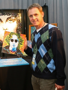 Mark Moses picks up a John Lennon mosaic portrait by AS Schimmel Gold at Access’ Stuff You Must lounge