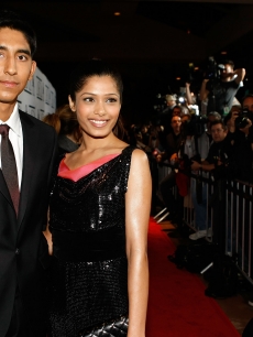 Dev Patel and actress Freida Pinto arrive at the 34th Annual Los Angeles Film Critics Association Awards in LA