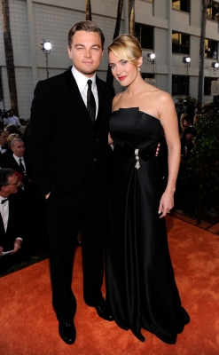 Leonardo DiCaprio and Kate Winslet on the Golden Globes red carpet