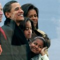 The incoming first family watch the We Are Once celebration at The Lincoln Memorial