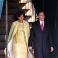 President-elect Barack Obama (R) and his wife Michelle Obama depart Blair House before his Inauguration as the 44th president of the United States of America January 20, 2009 in Washington, DC.