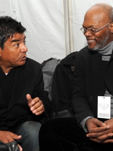 George Lopez and Samuel L. Jackson have a chat backstage at We Are One