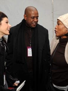 Marisa Tomei, Forest Whitaker and Angela Bassett chat backstage at We Are One
