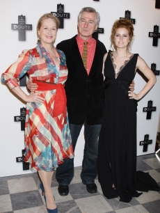 John Patrick Shanley poses with Actress Meryl Streep and Amy Adams at a photocall promoting the new film ‘Doubt’ on January 19, 2009 in Paris, France