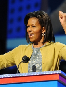 Michelle Obama, wife of US President-elect Barack Obama, delivers a speech at the '‘Kids inaugural: We Are The Future’ concert honouring military families