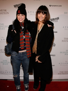 Sarah Silverman and actress Jessica Alba attends the Post Pre-Inaugural Ball hosted by The Huffington Post and MySpace at The Newseum in Washington, DC.