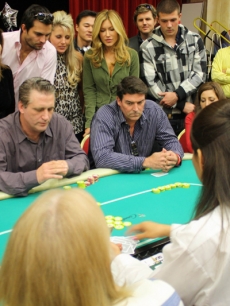 Daniel Baldwin  sits at the final table of Therapeutic Learning Center and Love Across the Ocean celebrity poker tournament at the Commerce Casino in LA.