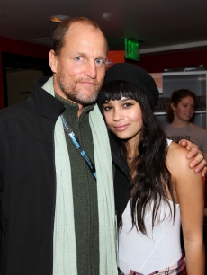 Woody Harrelson and Zoe Kravitz pose for the photogs at Sundance