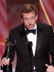 Hugh Laurie accepts the Male Actor in a Drama Series award for ‘House’ during the 15th Annual Screen Actors Guild Awards held at the Shrine Auditorium on January 25, 2009 in Los Angeles, California