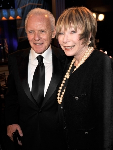 Anthony Hopkins and Shirley MacLaine smile during the SAG Awards