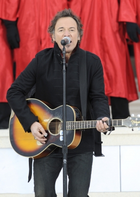 Bruce Springsteen sings on stage at We Are One