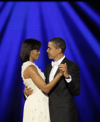 President Barack Obama dances with his wife, First Lady Michelle Obama to ‘At Last’ at their first Inauguration ball on Inauguration day